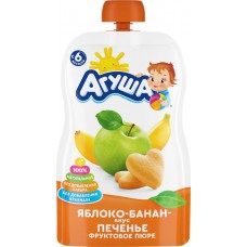 Пюре фруктовое АГУША Яблоко, банан, печенье, с 6 месяцев, 90г в магазинах Лента