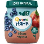 Пюре фруктово-ягодное ФРУТОНЯНЯ Яблоко, черника, с 5 месяцев, 100г Пюре фруктово-ягодное ФРУТОНЯНЯ Яблоко, черника, с 5 месяцев, 100г
