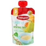 Пюре фруктово-злаковое SEMPER Грушево-абрикосовое, с кашей, с 6 месяцев, 120г Пюре фруктово-злаковое SEMPER Грушево-абрикосовое, с кашей, с 6 месяцев, 120г