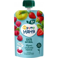 Десерт ФРУТОНЯНЯ из яблок, клубники и малины, с 6 месяцев, 90г в магазинах Лента