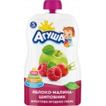 Пюре фруктовое АГУША Яблоко, малина, шиповник, с 5 месяцев, 90г
