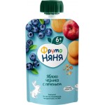 Пюре фруктовое ФРУТОНЯНЯ Яблоко и черника, с печеньем, с 6 месяцев, 90г Пюре фруктовое ФРУТОНЯНЯ Яблоко и черника, с печеньем, с 6 месяцев, 90г