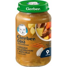 Пюре мясо-овощное GERBER Говядина по-домашнему с морковью, с 9 месяцев, 190г в магазинах Лента