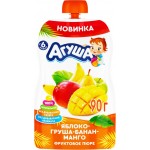 Пюре фруктовое АГУША Яблоко, груша, банан и манго, с 6 месяцев, 90г Пюре фруктовое АГУША Яблоко, груша, банан и манго, с 6 месяцев, 90г