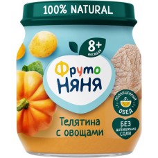 Пюре мясо-овощное ФРУТОНЯНЯ Телятина с овощами, с 8 месяцев, 100г в магазинах Лента