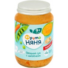 Суп-пюре ФРУТОНЯНЯ Овощной с цыпленком, с 9 месяцев, 190г в магазинах Лента