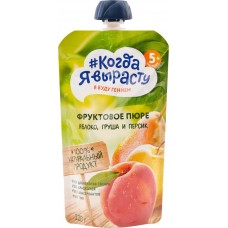 Пюре фруктовое КОГДА Я ВЫРАСТУ Яблоко, груша и персик, с 5 месяцев, 220г в магазинах Лента