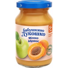Пюре фруктовое БАБУШКИНО ЛУКОШКО Яблоко и абрикос, с 5 месяцев, 190г в магазинах Лента