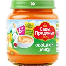 Пюре овощное САДЫ ПРИДОНЬЯ Овощной микс, из моркови, тыквы и кабачков, с 6 месяцев, 120г в магазинах Лента