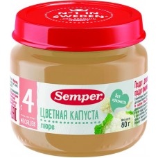 Пюре овощное SEMPER Цветная капуста, с 4 месяцев, 80г в магазинах Лента