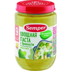 Пюре овощное SEMPER Овощная паста с брокколи, с 9 месяцев, 190г в магазинах Лента