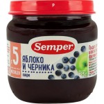 Пюре фруктово-ягодное SEMPER Яблоко и черника, с 5 месяцев, 125г Пюре фруктово-ягодное SEMPER Яблоко и черника, с 5 месяцев, 125г