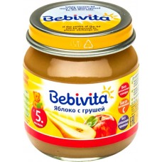 Пюре фруктовое BEBIVITA Яблоко, груша, с 5 месяцев, 100г в магазинах Лента