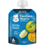 Пюре фруктовое GERBER Яблоко и манго, с 6 месяцев, 90г Пюре фруктовое GERBER Яблоко и манго, с 6 месяцев, 90г