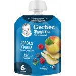 Пюре фруктово-ягодное GERBER Яблоко, груша, малина и черника, с 6 месяцев, 90г Пюре фруктово-ягодное GERBER Яблоко, груша, малина и черника, с 6 месяцев, 90г