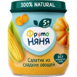 Пюре овощное ФРУТОНЯНЯ Салатик из сладких овощей, кукуруза, тыква и морковь, с 5 месяцев, 110г