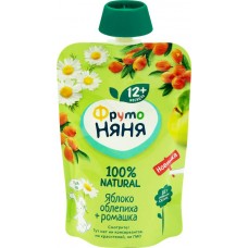 Пюре фруктово-ягодное ФРУТОНЯНЯ Яблоко и облепиха с ромашкой, с 12 месяцев, 90г в магазинах Лента