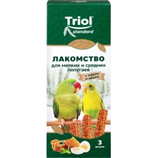 Лакомство для мелких и средних попугаев TRIOL с медом и яйцом, 80г в магазинах Лента