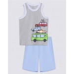 Пижама для мальчика INWIN Kids майка и шорты, белый/голубой, Арт. LUK013