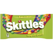 Драже SKITTLES Кисломикс в сахарной глазури со вкусом малины, ананаса, мандарина, вишни, яблока, 38г в магазинах Лента