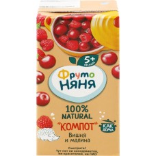 Компот ФРУТОНЯНЯ Вишня и малина неосветленный, с 5 месяцев, 200мл в магазинах Лента