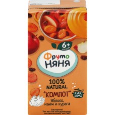 Компот ФРУТОНЯНЯ Яблоко, изюм, курага неосветленный, с 6 месяцев, 200мл в магазинах Лента