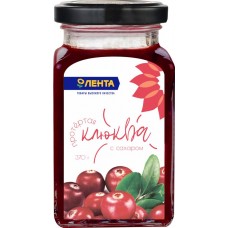 Клюква ЛЕНТА протертая с сахаром, 370г в магазинах Лента