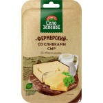 Сыр СЕЛО ЗЕЛЕНОЕ Фермерский со сливками 50%, нарезка, без змж, 130г