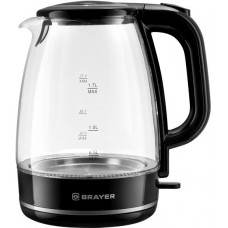 Чайник BRAYER 2200Вт, стекло, автоотключения, черный, 1.7л Арт. BR1030 в магазинах Лента