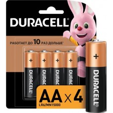 Батарейки щелочные DURACELL АА/LR6, 4шт в магазинах Лента