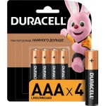 Батарейки щелочные DURACELL АAА/LR03, 4шт