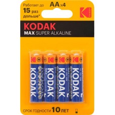 Батарейки KODAK Max Super Alkaline LR6-4BL KAA-4, 4шт в магазинах Лента