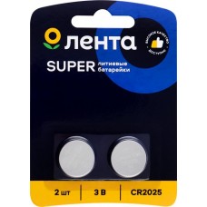 Элемент питания ЛЕНТА CR2025, 2шт в магазинах Лента