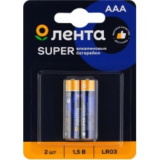 Элемент питания ЛЕНТА ААА, LR03, 1,5В, алкалиновый Арт. ALR0302, 2шт в магазинах Лента