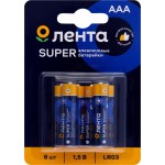 Элемент питания ЛЕНТА ААА, LR03, 1,5В, алкалиновый Арт. ALR0306, 6шт