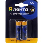 Элемент питания ЛЕНТА АА, LR6, 1,5В, алкалиновый Арт. ALR602, 2шт