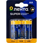 Элемент питания ЛЕНТА АА, LR6, 1,5В, алкалиновый Арт. ALR606, 6шт