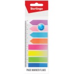Флажки-закладки BERLINGO 45х12/42х12мм, 25 листов, 8 неоновых цветов, с линейкой Арт. LSz_45128