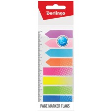 Флажки-закладки BERLINGO 45х12/42х12мм, 25 листов, 8 неоновых цветов, с линейкой Арт. LSz_45128 в магазинах Лента