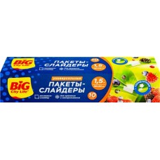 Пакеты для хранения BIG CITY LIFE слайдеры, с устойчивым дном, 1.5л Арт. 14410077, 10шт в магазинах Лента