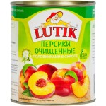 Персики LUTIK половинки в сиропе, очищенные, 850мл