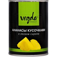 Ананасы VEGDA в легком сиропе, кусочки, 580мл в магазинах Лента Ананасы VEGDA в легком сиропе, кусочки, 580мл в магазинах Лента