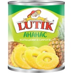 Ананасы LUTIK кольца в сиропе, 850мл Ананасы LUTIK кольца в сиропе, 850мл