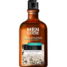Гель для душа MEN CODE Anti-pollution с экстрактами женьшеня и морской соли, 300мл в магазинах Лента
