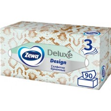 Салфетки бумажные ZEWA Deluxe Дизайн 3-слоя в коробке, 90шт в магазинах Лента