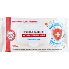 Салфетки влажные 365 ДНЕЙ антибактериальные, с пластиковой крышкой, 120шт в магазинах Лента