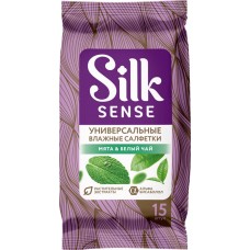Салфетки влажные SILK SENSE Белый чай и мята универсальные, 15шт в магазинах Лента