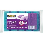 Губка для посуды ЛЕНТА антибактериальная, крупнопористая, 5шт