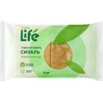 Губки для посуды ЛЕНТА LIFE, профиль, сизаль, 9х6х4,3см, 2шт