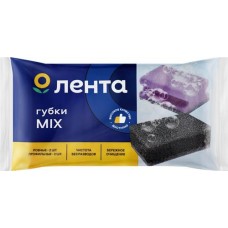 Губки для посуды ЛЕНТА Mix профильные, ровные 9х6см, 4шт в магазинах Лента